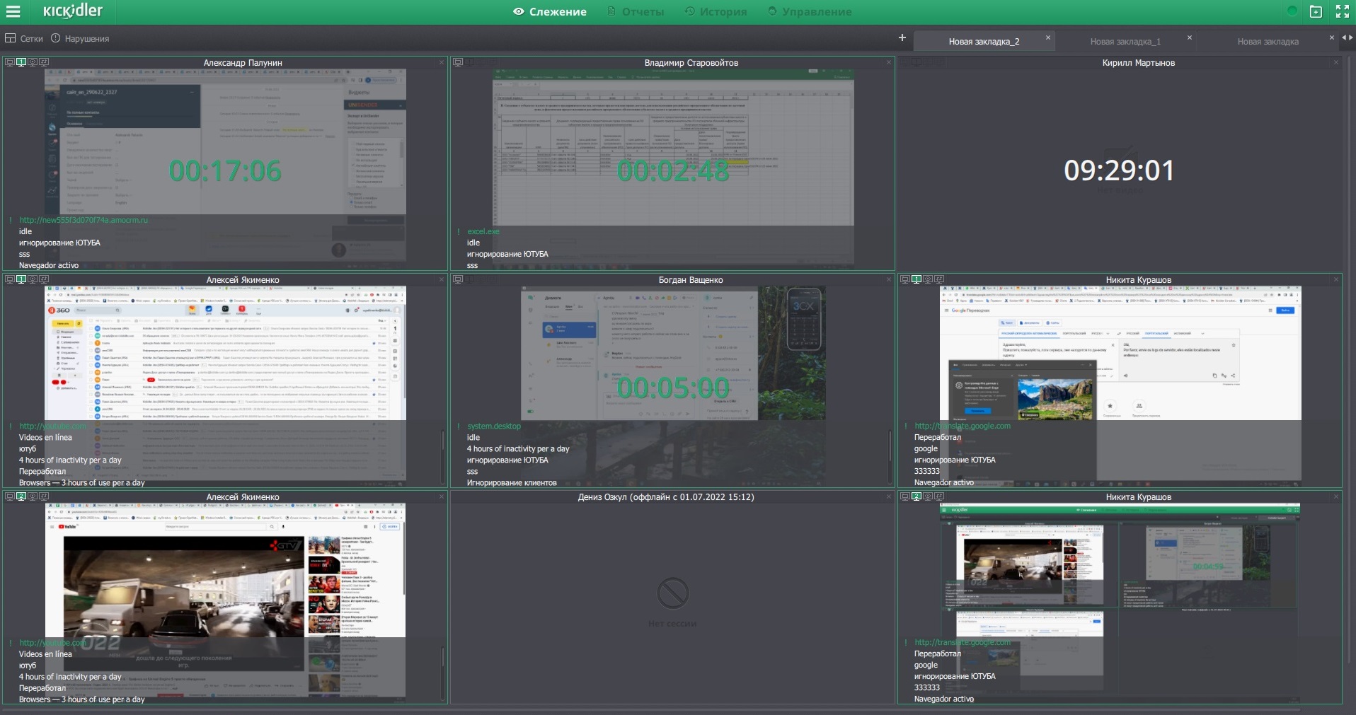 Kickidler онлайн-мониторинг