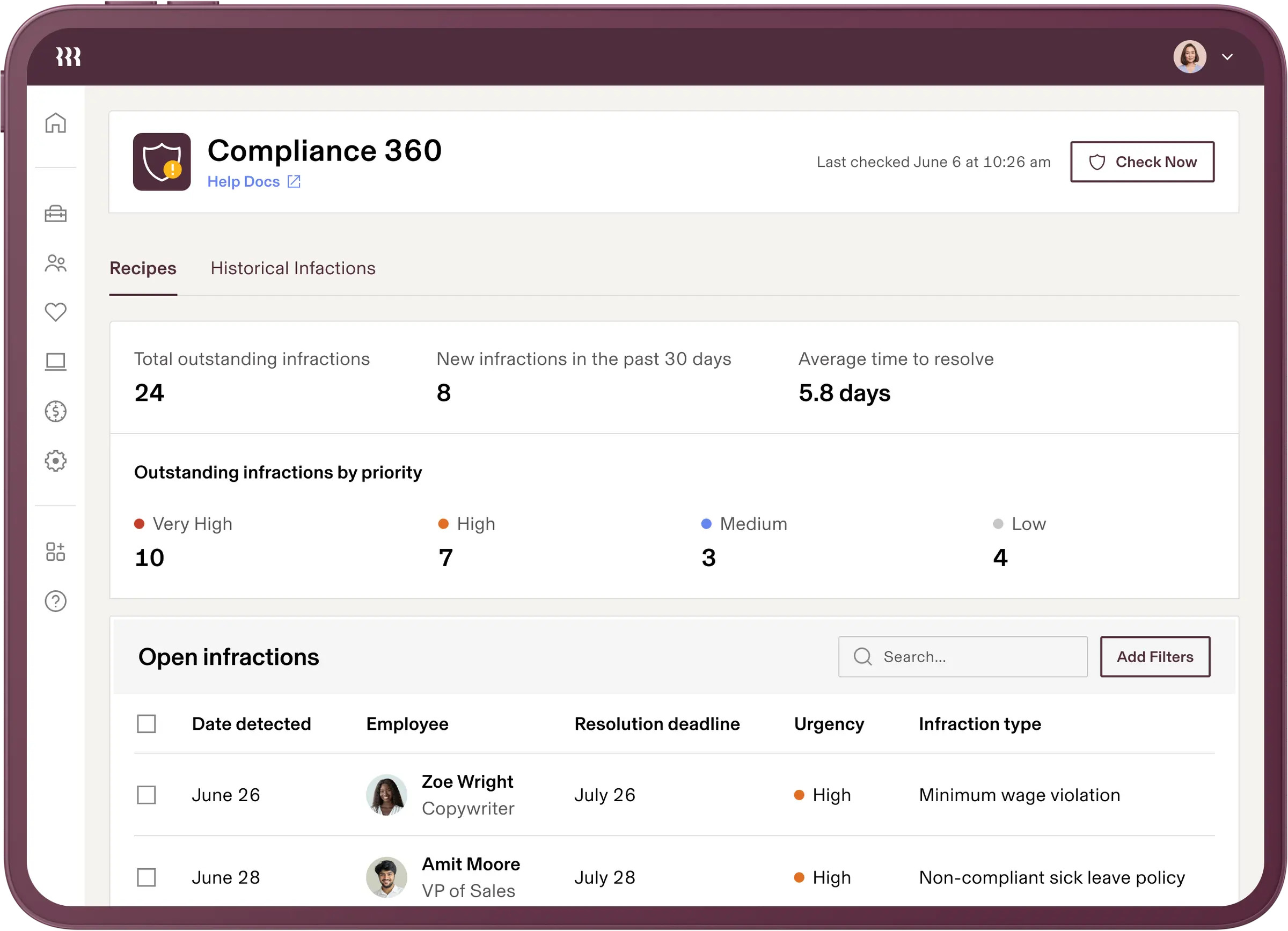 Rippling HCM interface.