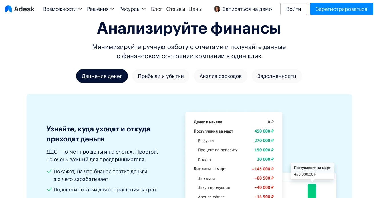 Adesk система управления финансами.