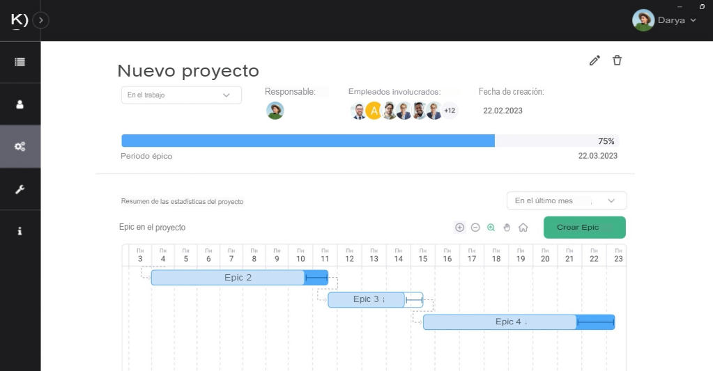 Diagrama de Gantt. Seguimiento de proyectos y tareas Kickidler.