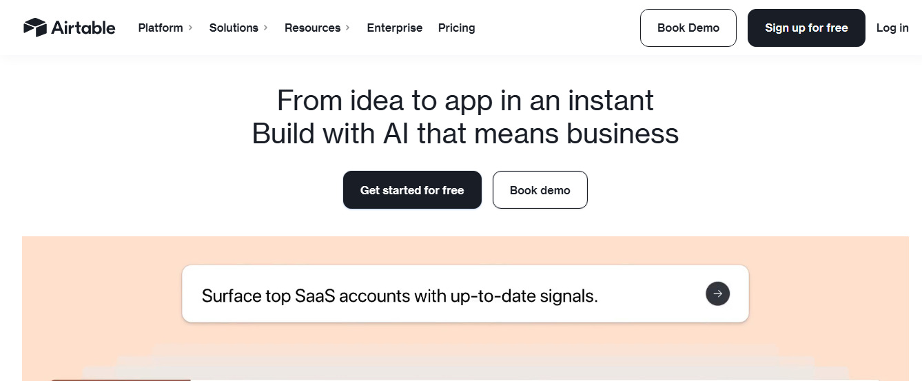 Airtable website screenshot.