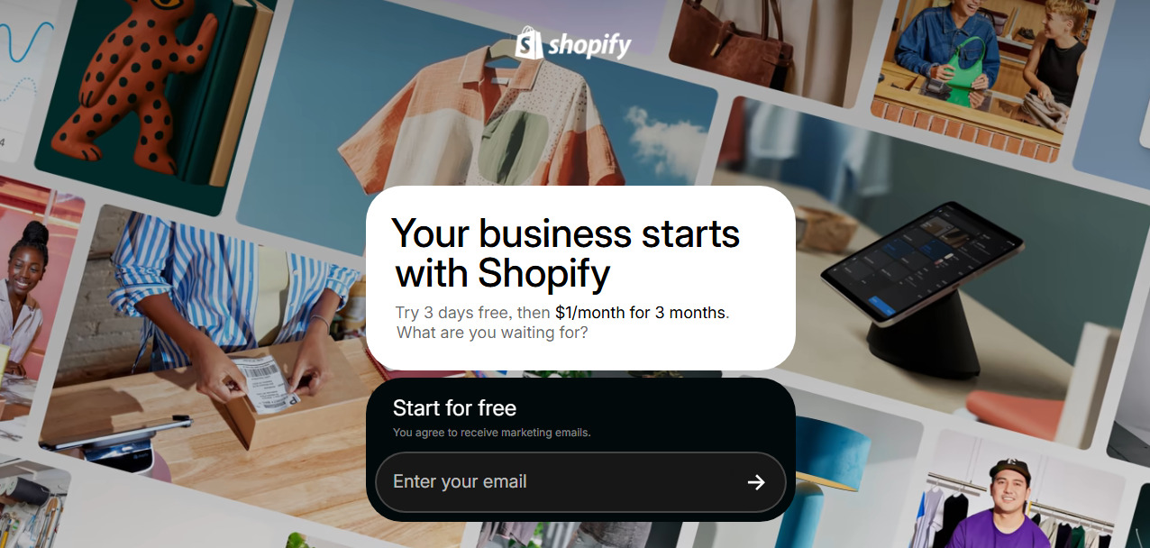 Shopify website screenshot.