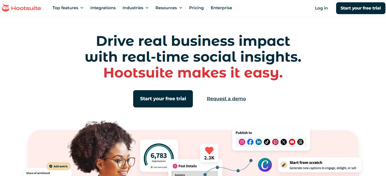 Hootsuite website screenshot.