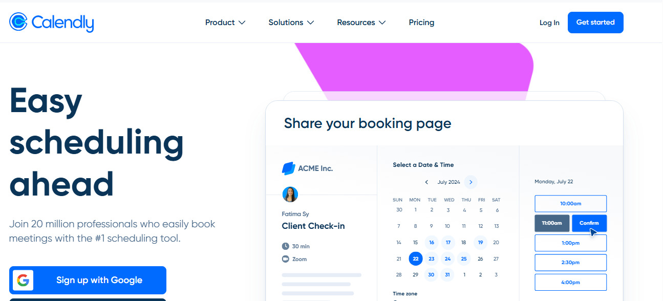 Calendly website screenshot.