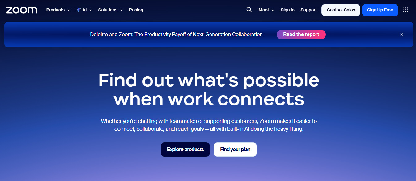 Zoom website screenshot.