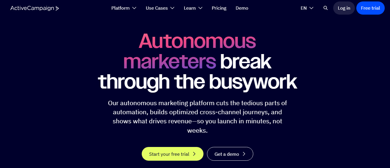 ActiveCampaign website screenshot.