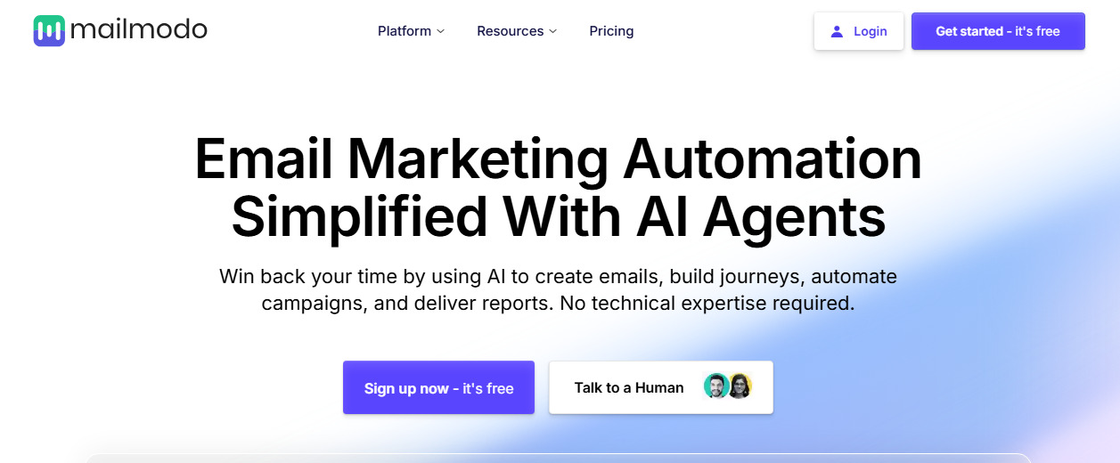 Mailmodo website screenshot.