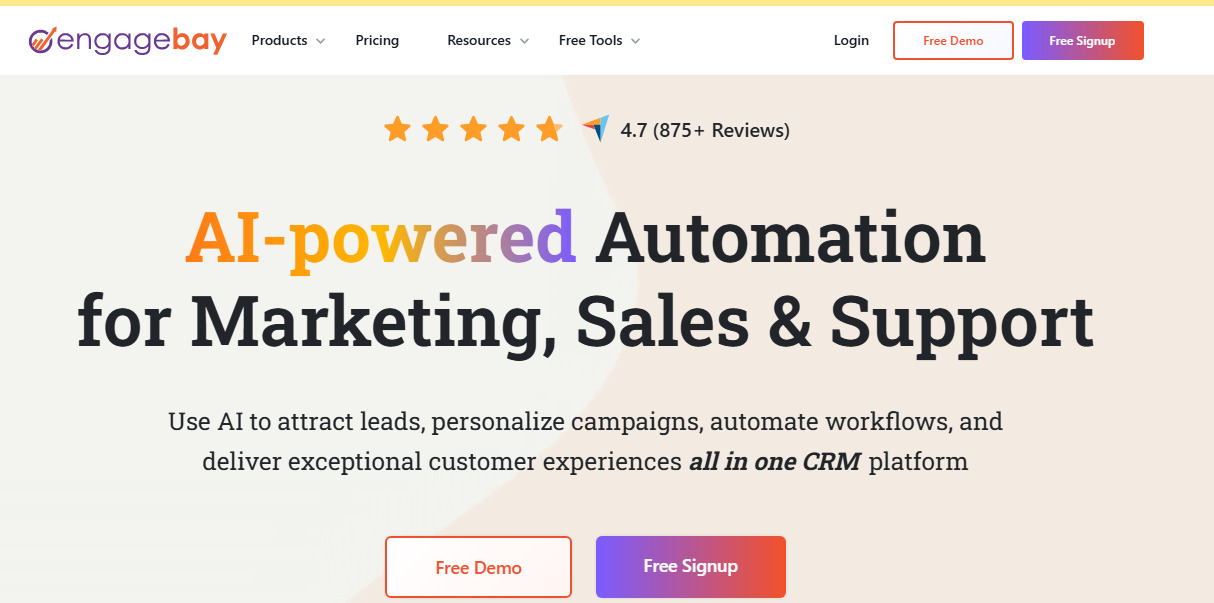 EngageBay website screenshot.