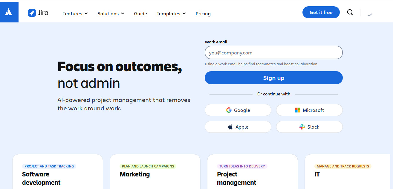 Jira website screenshot.
