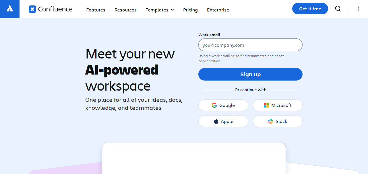 Confluence website screenshot.