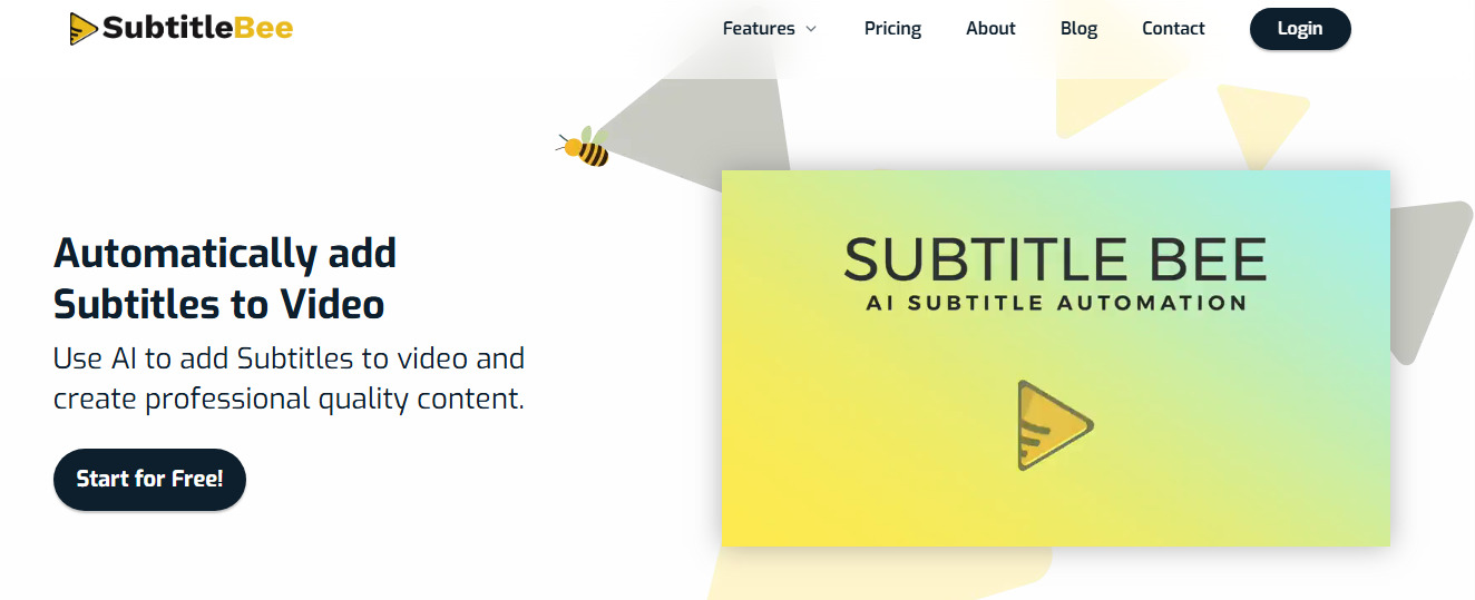 SubtitleBee website screenshot.