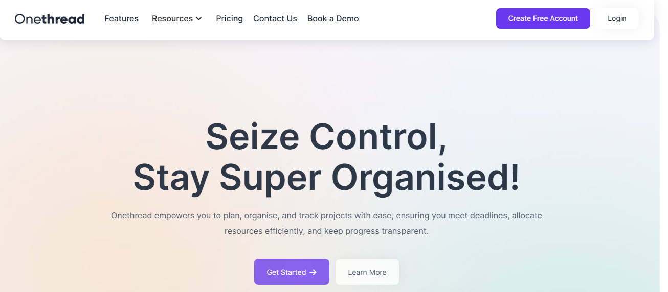 Onethread website screenshot.