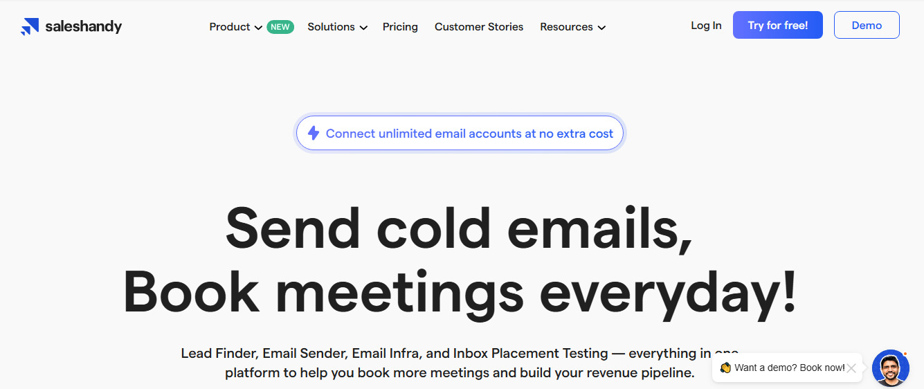 Saleshandy website screenshot.