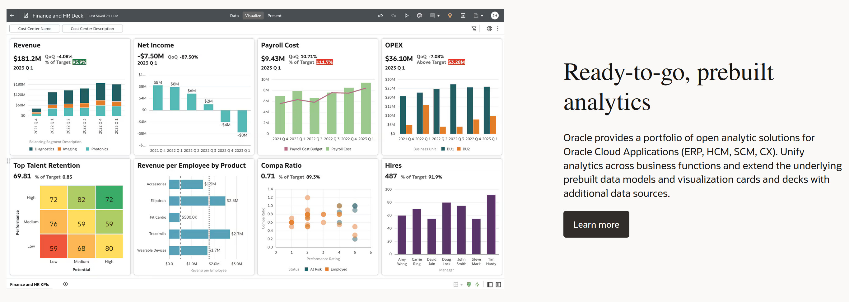 Screenshot Oracle Analytics website.
