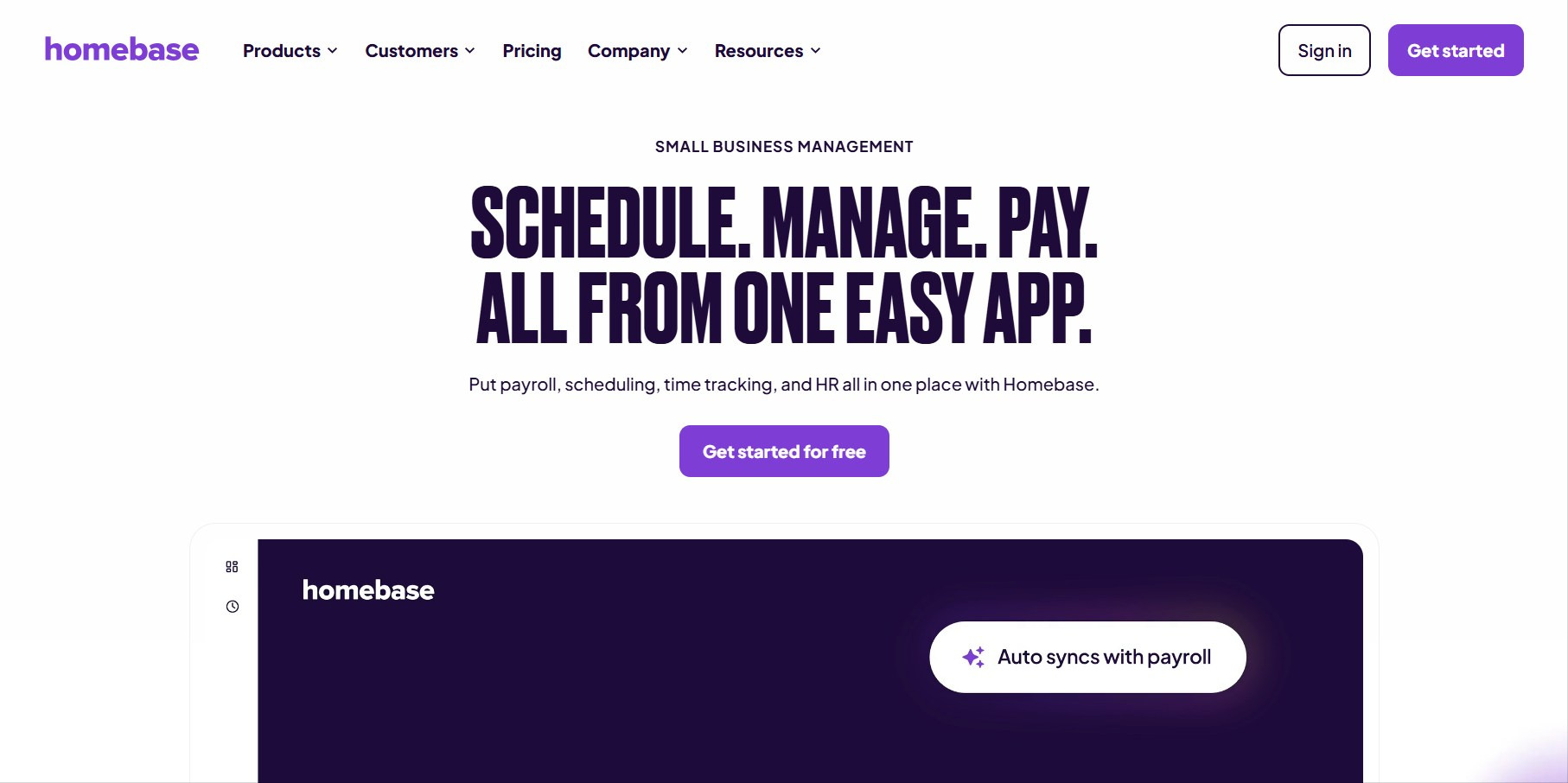 Screenshot from the Homebase website.