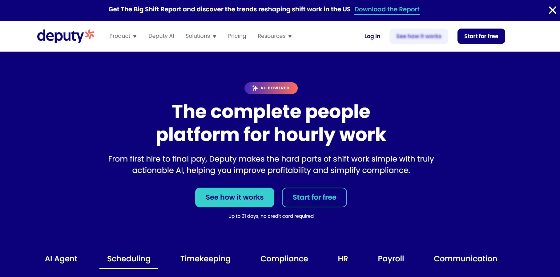 Screenshot from the Deputy website.