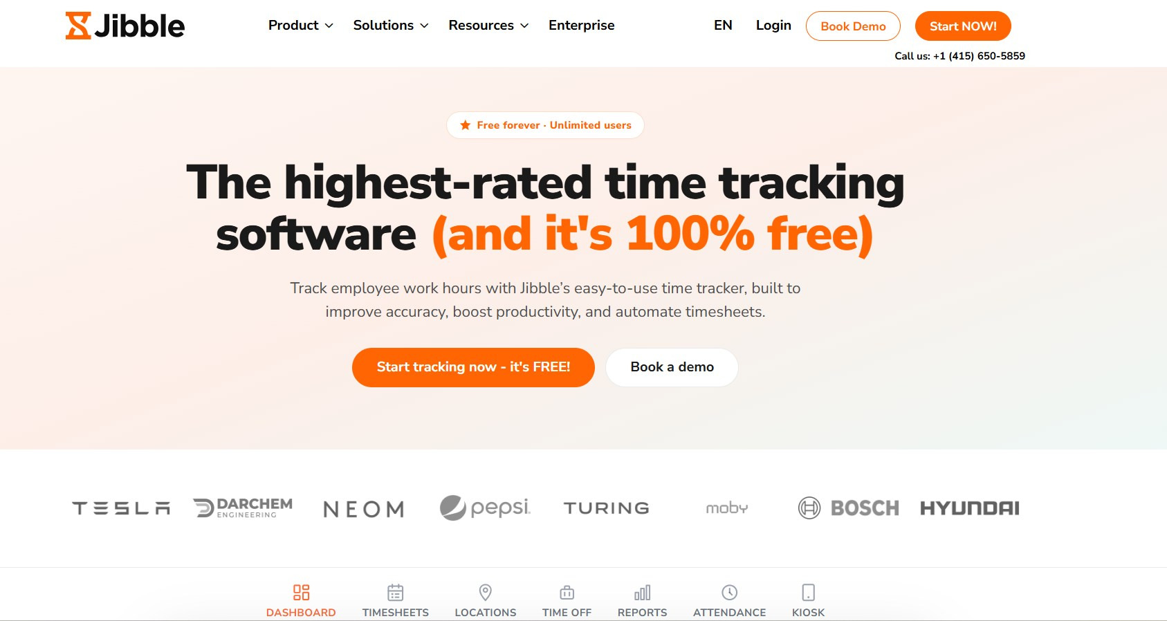 Screenshot from the Jibble website.