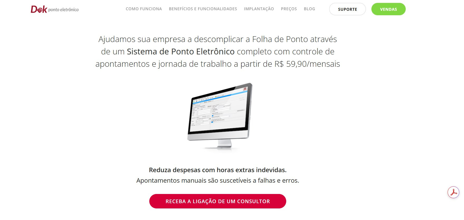 Captura de tela do site da Dok.