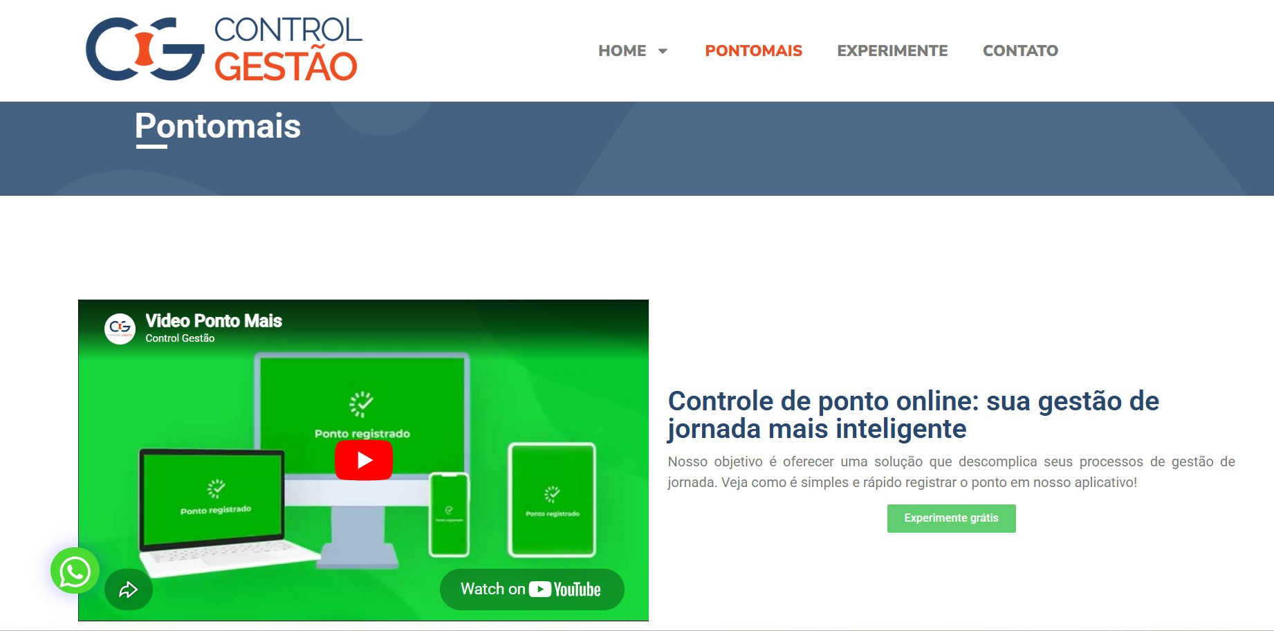 Captura de tela do site da Pontomais.