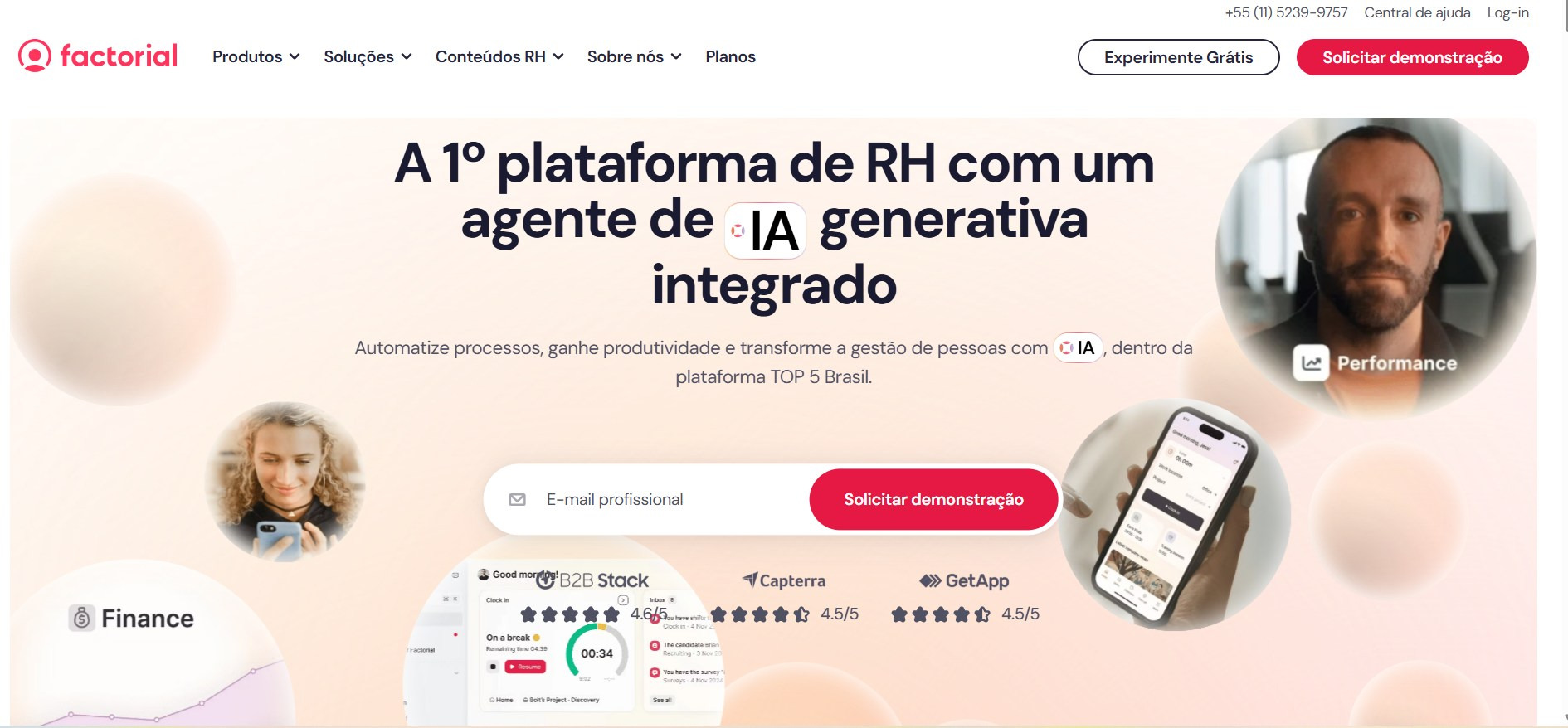 Captura de tela do site da Factorial.