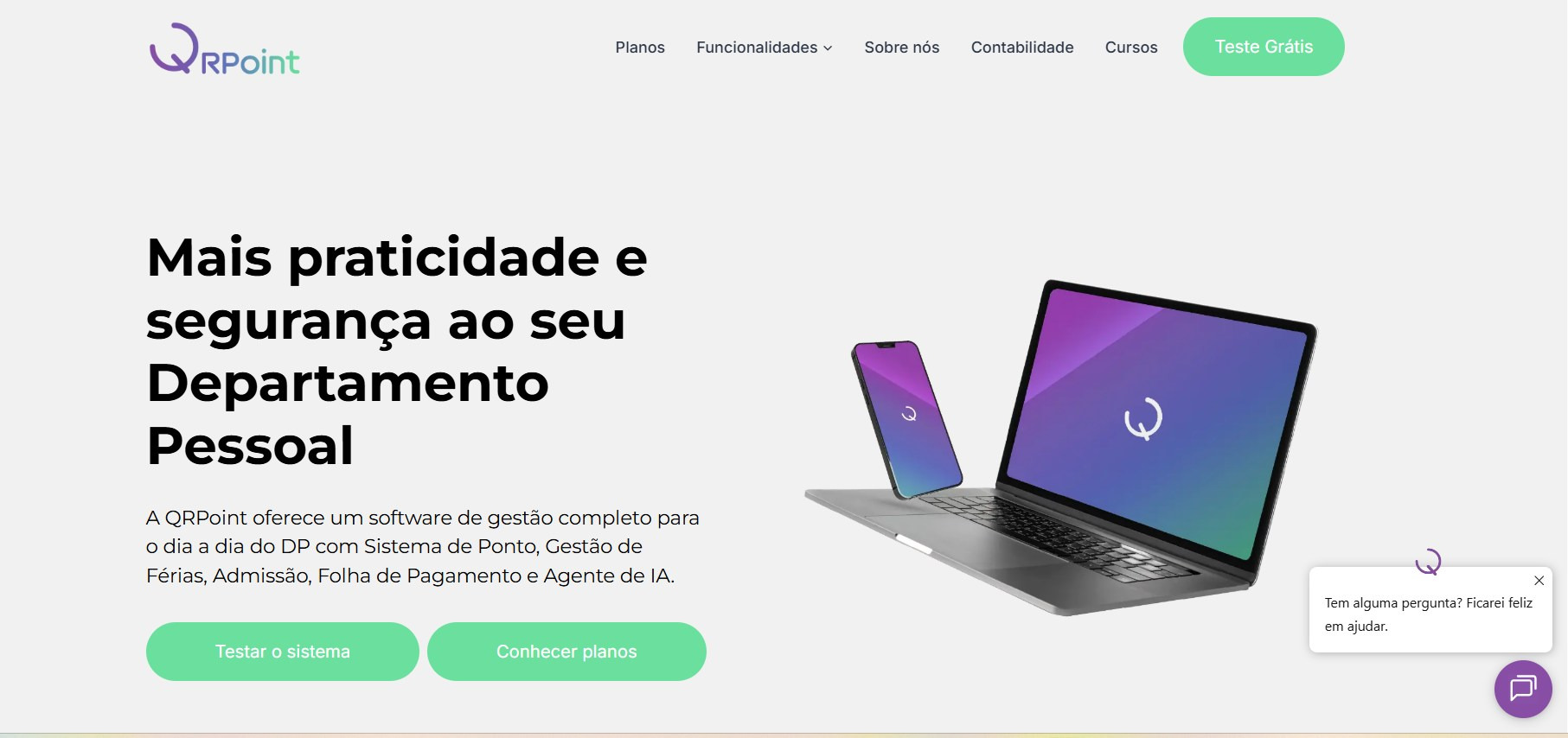 Captura de tela do site da QR Point.