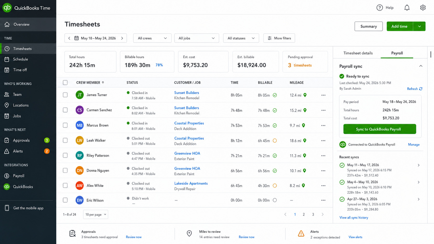 Captura de pantalla del sitio web de QuickBooks.