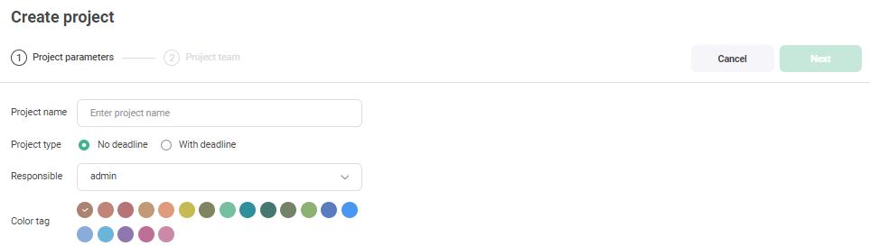 Creating a project without a deadline.