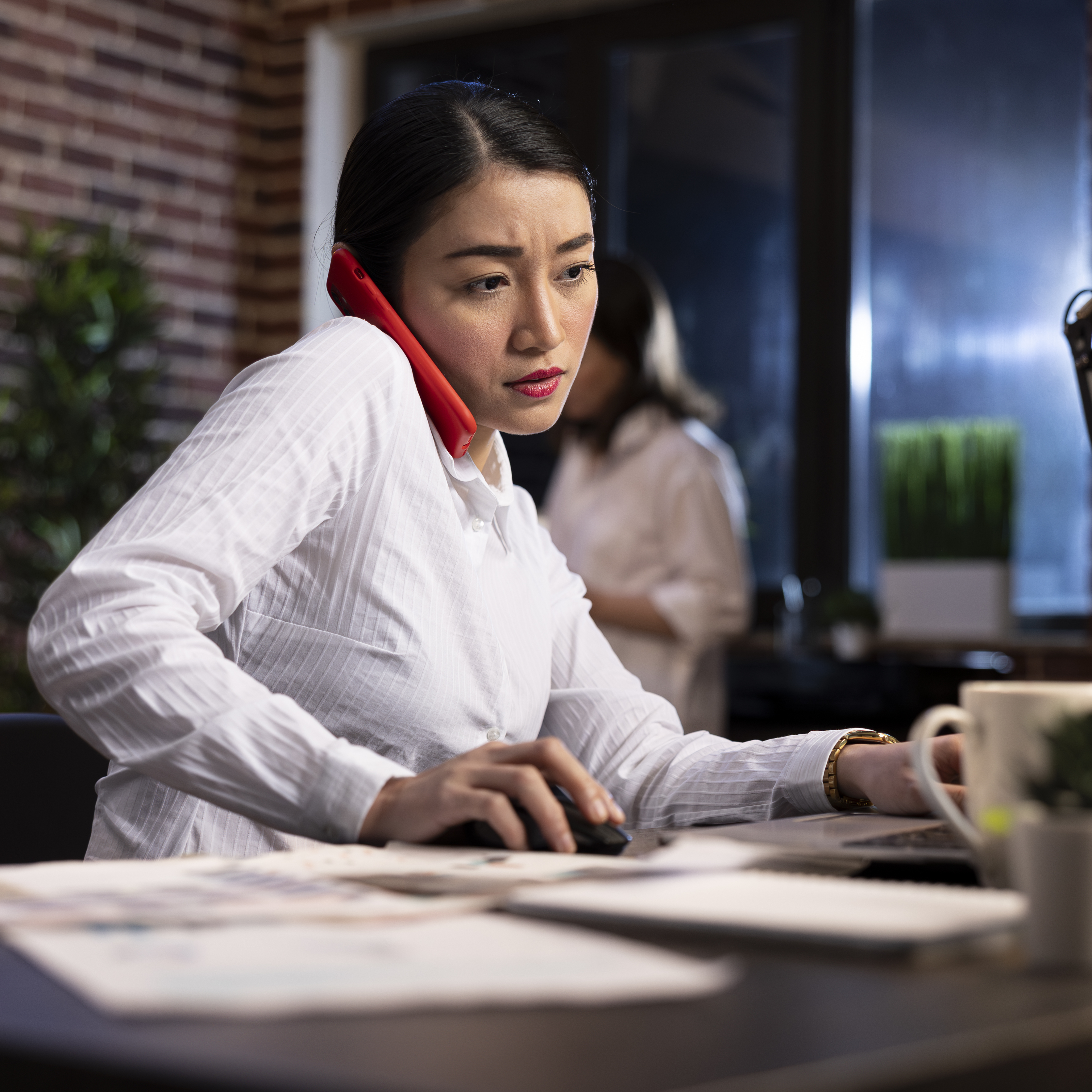 Office telephone talking.