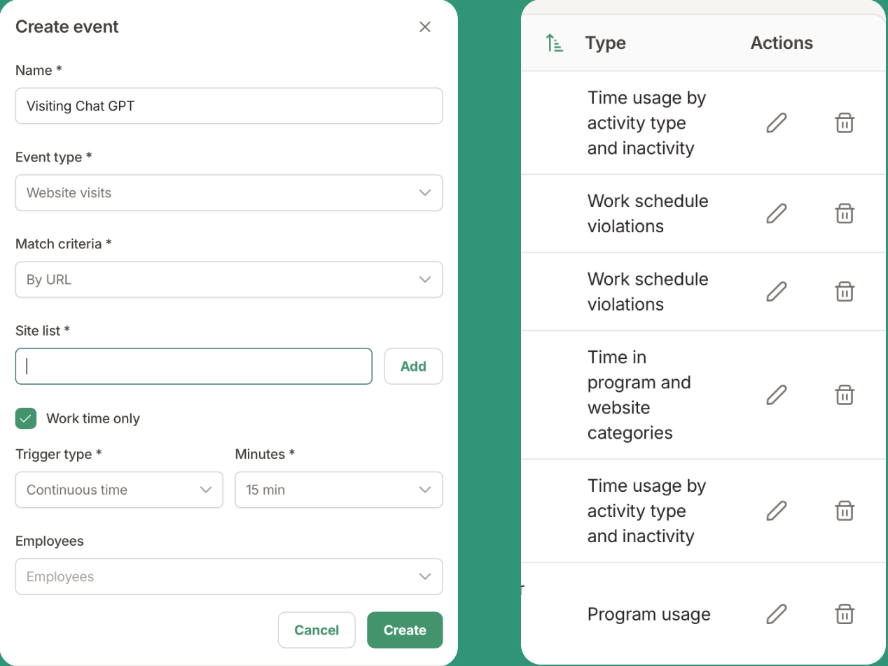 Events and alerts KeepActive 2.0.