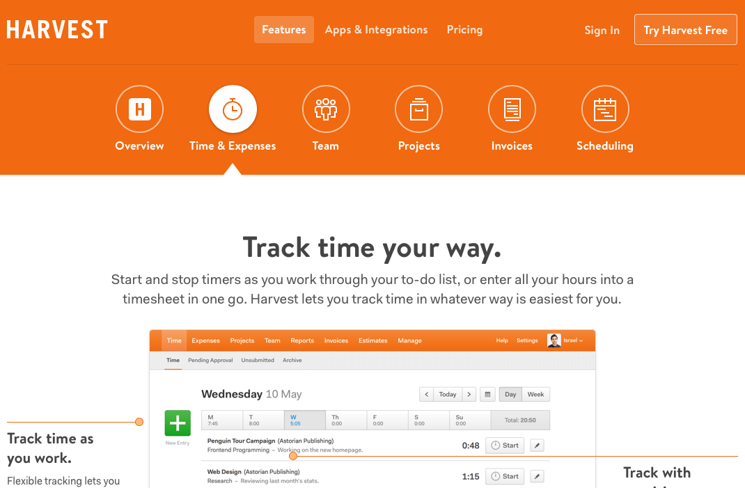 time tracking software Harvest